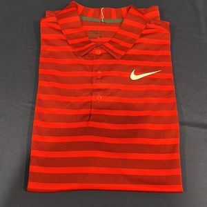 Nike Golf Mens Dri-Fit Golf Polo Shirt - Red Stripe